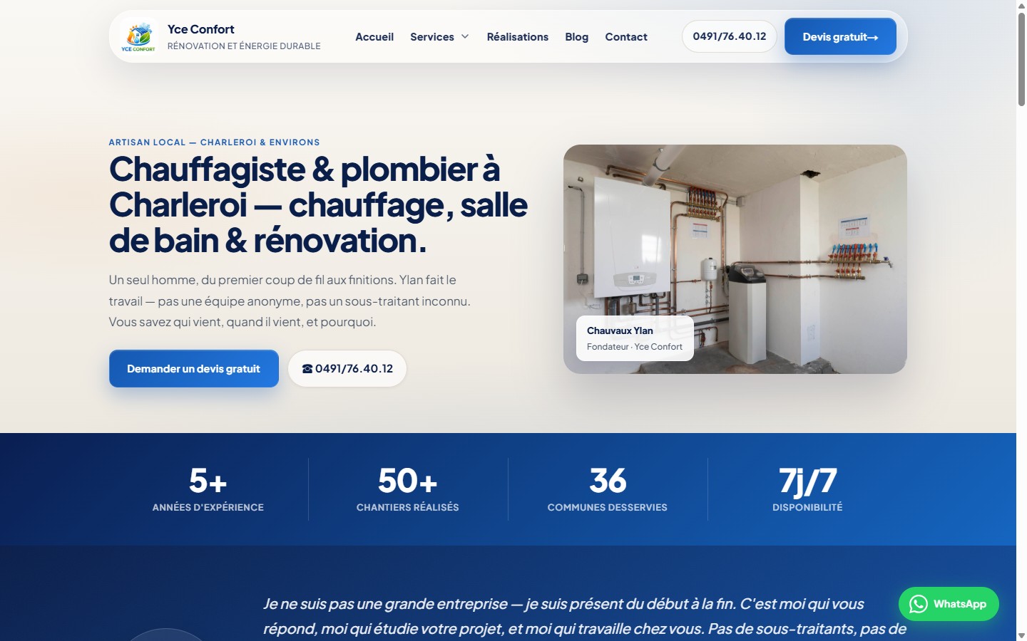 Exemple de site livré — YCE Confort